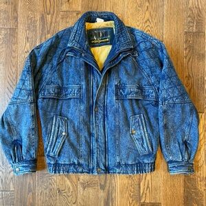 Vintage Urban Equipment Men’s Denim Jacket, Large. Lined Bomber Quilted Accents